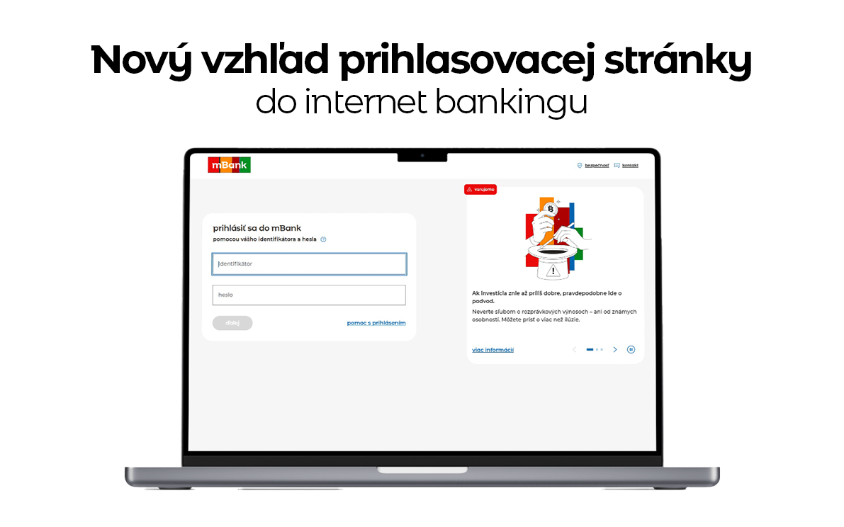 Náhľad novej prihlasovacej stránky do internet bankingu