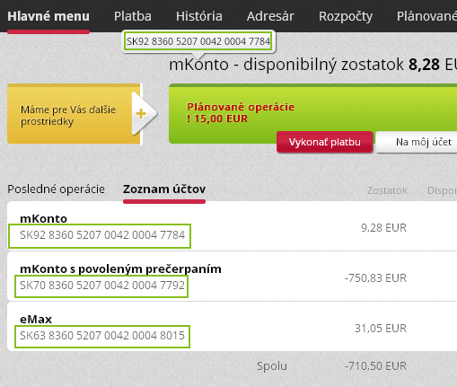 Všetky čísla účtov sa odteraz zobrazujú vo formáte IBAN