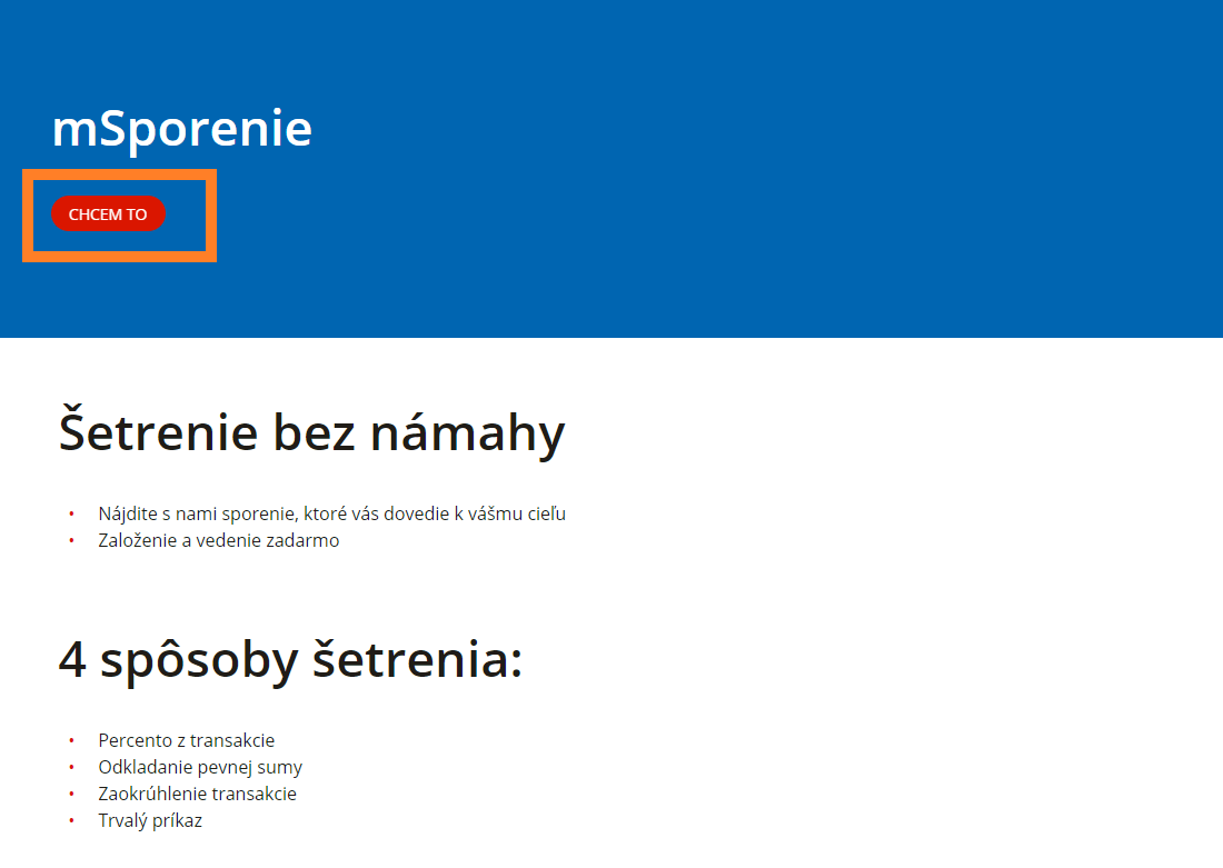 Založenie mSporenia - krok 3