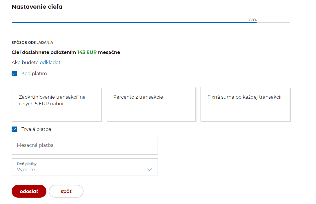 Založenie mSporenia v internet bankingu - krok 8