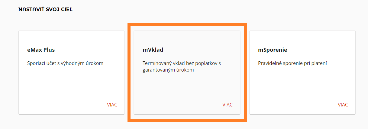 Otvoriť nový vklad - krok 2