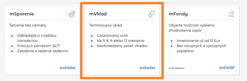 Otvoriť nový vklad - krok 2