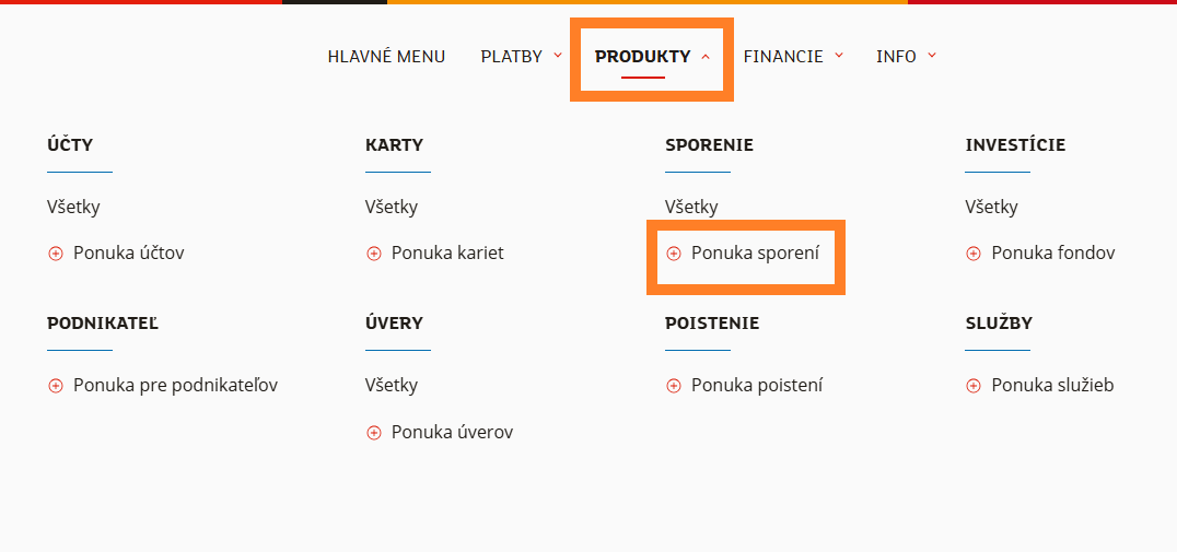 Založenie eMax Plus v internet bankingu - krok 1