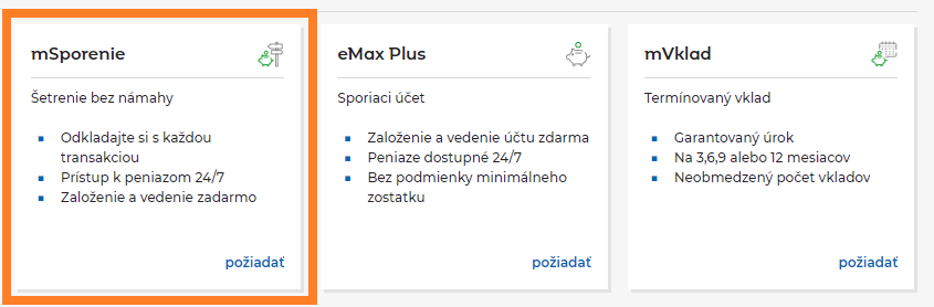 Založenie mSporenia - krok 2