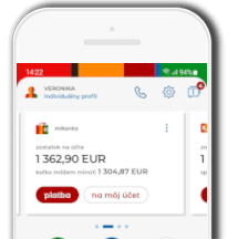 Mobilná aplikácia mBank - úvodná obrazovka