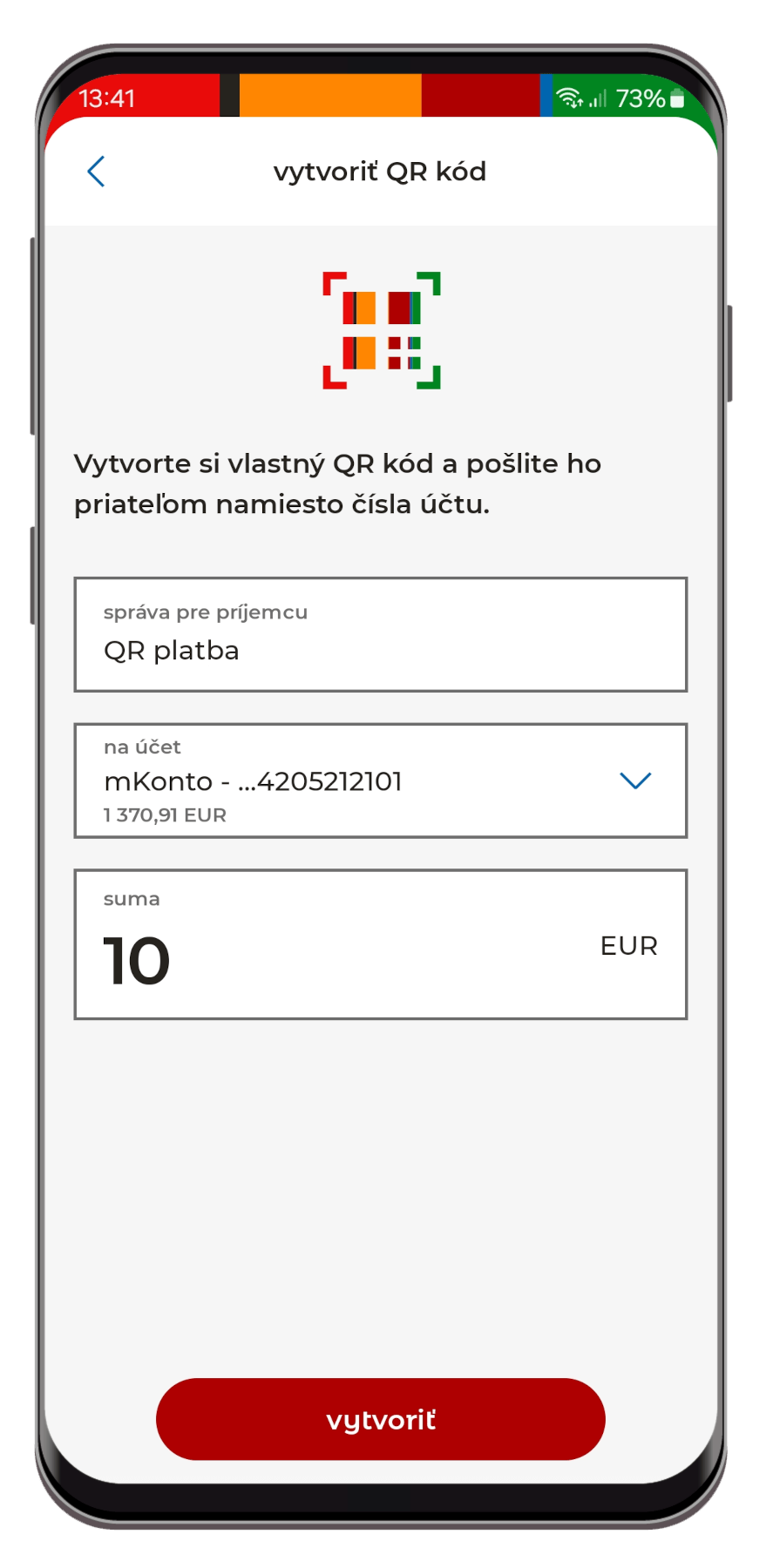 Vytvorenie QR kódu - krok 3