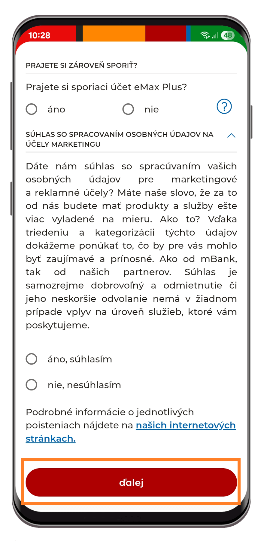 Založenie eMax Plus v aplikácii - krok 2b